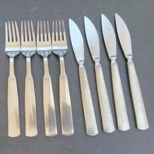 Gense RANKA ROYAL SWEDEN Stainless Satin Flatware MCM Set of 4 Knives & 4 Forks